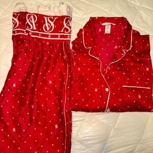 Victoria's Secret Red and White Polka Dot Pajama Set